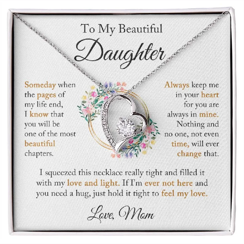 necklaces with moon charm -To My Daughter "When The Pages Of My Life End" Forever Love Necklace