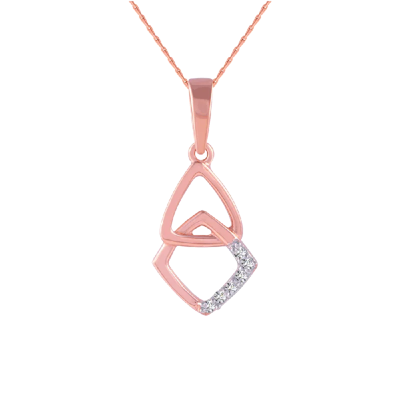 necklaces delicate thin chain -14KT (585) Rose Gold And Diamond Pendant For Women