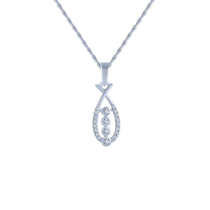 necklaces handmade unique craft -14KT (585) White Gold And Diamond Pendant For Women