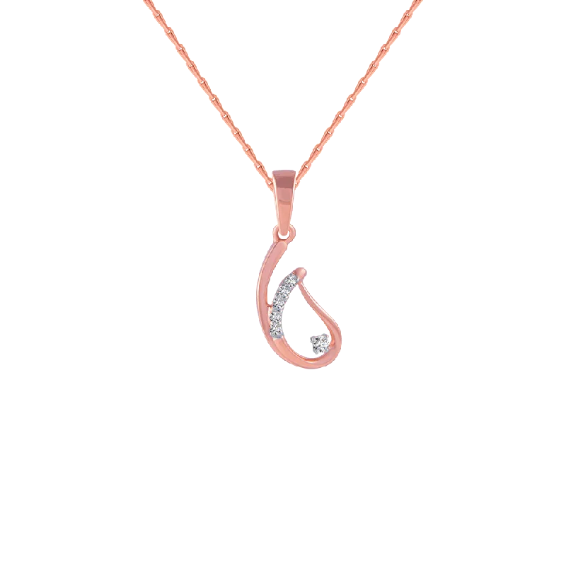 necklaces with onyx black -14KT (585) Rose Gold And Diamond Pendant For Women