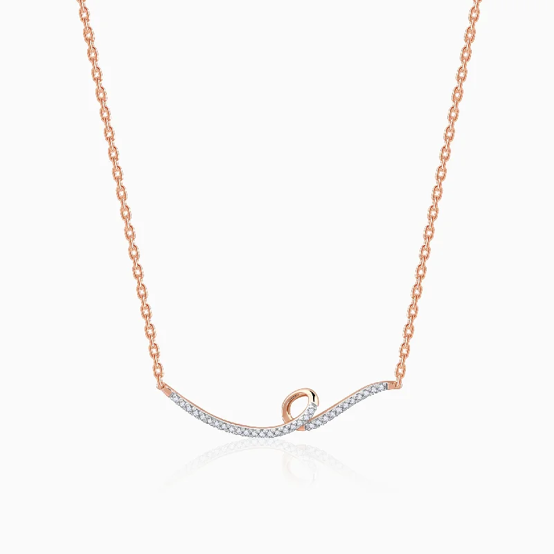 necklaces for women gold elegance -Rose Gold Swirl Diamond Necklace