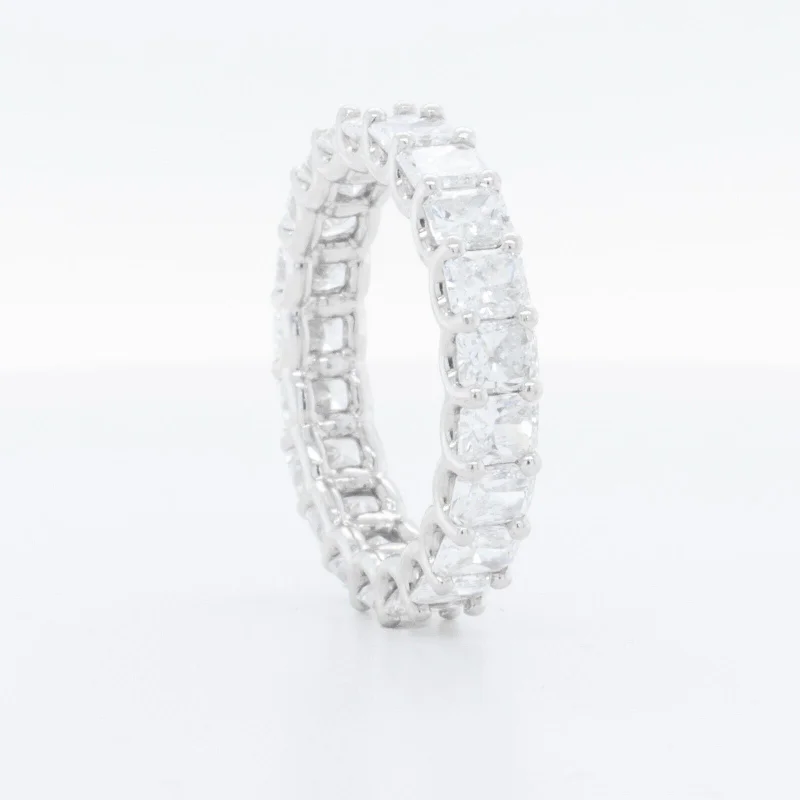 ladies engagement rings with topaz blue -Platinum 950 Radiant Cut Diamond Eternity Band 5.02ctw F-G VS1-VS2 Size 6.25