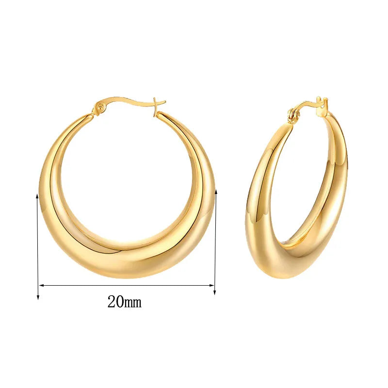 Water Drop Oval Earrings Gold-Small Size