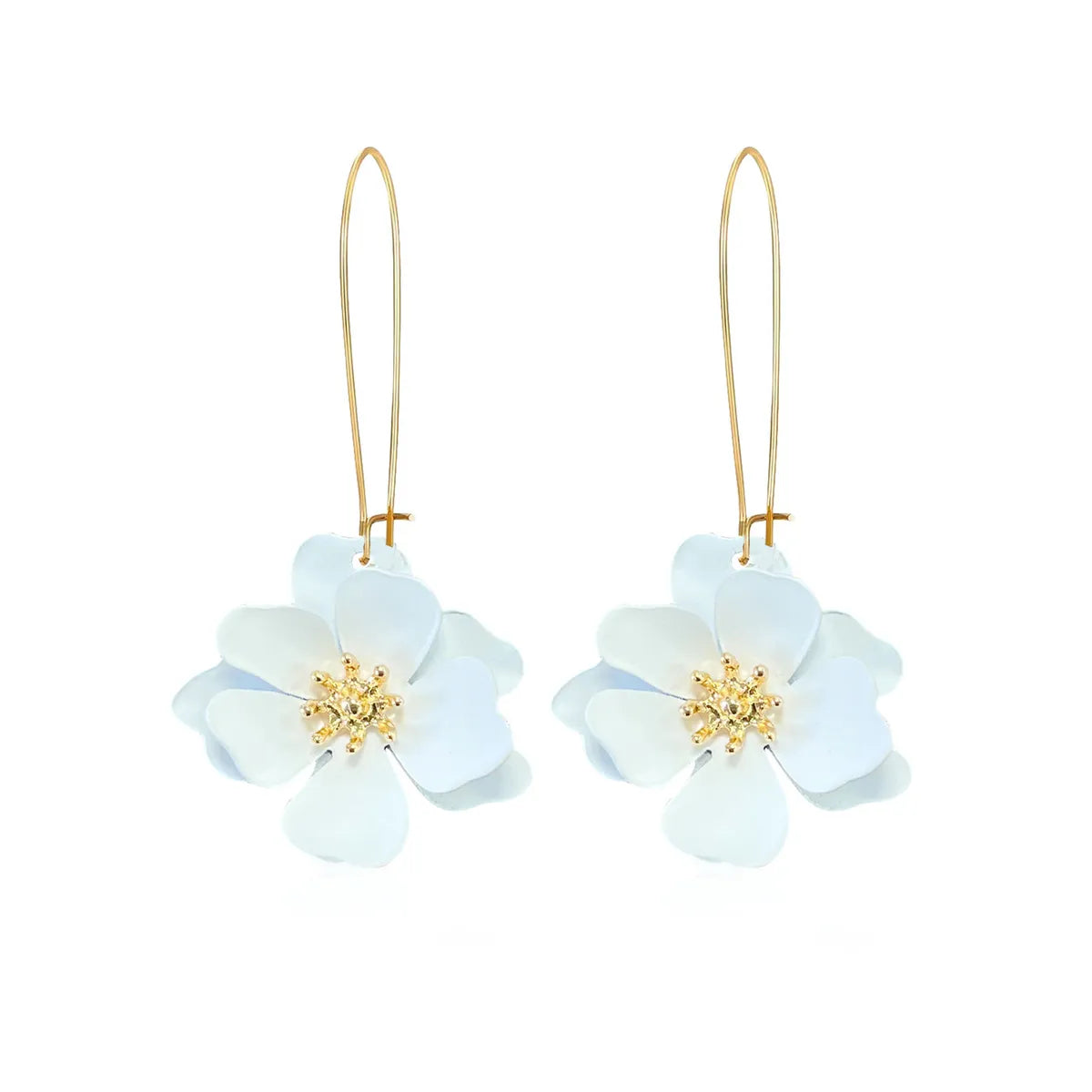 ladies earrings stylish affordable -1 Pair Vintage Style Simple Style Flower Spray Paint Plating Metal Drop Earrings