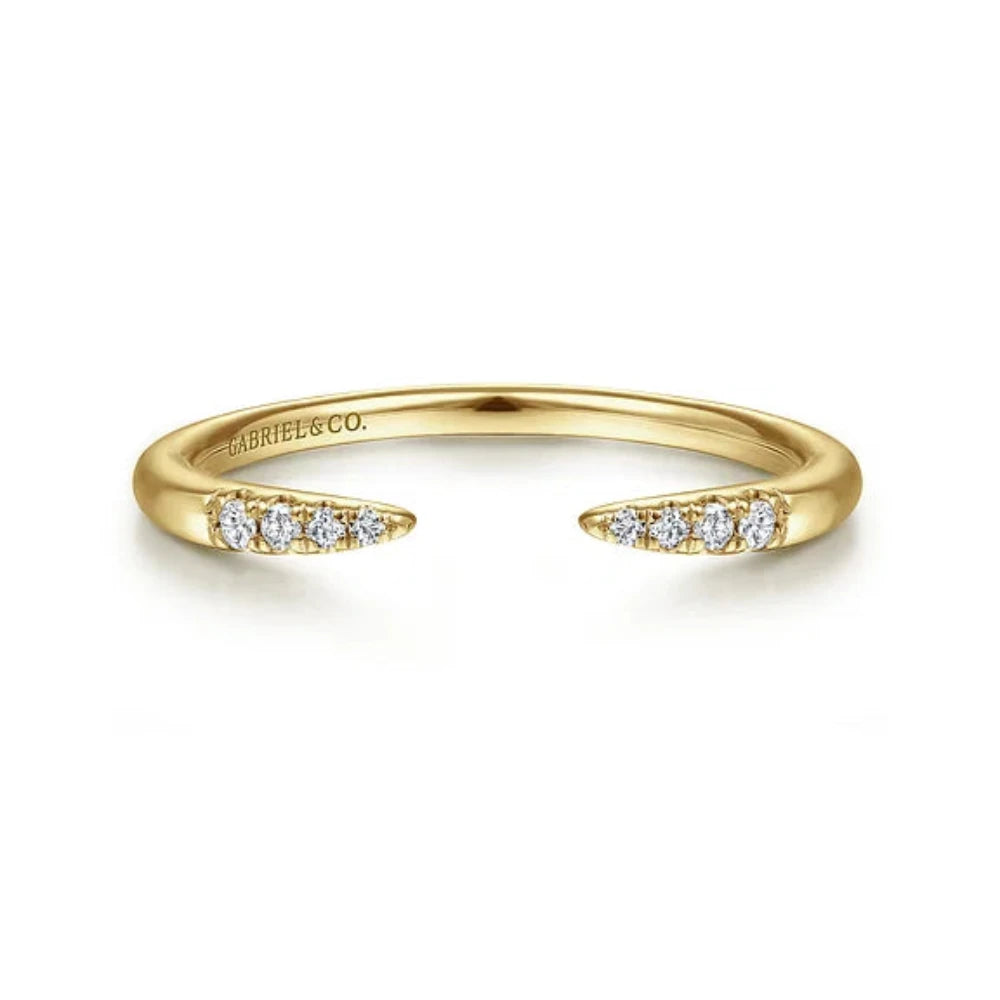 ladies engagement rings thin band elegance -14K Y Gold 0.05ctw G/SI2 Open Diamond Tipped Stackable Ring