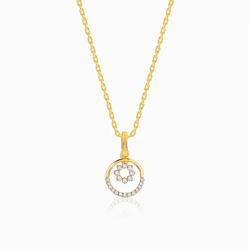 necklaces for young women -Gold Dual Circular Diamond Pendant