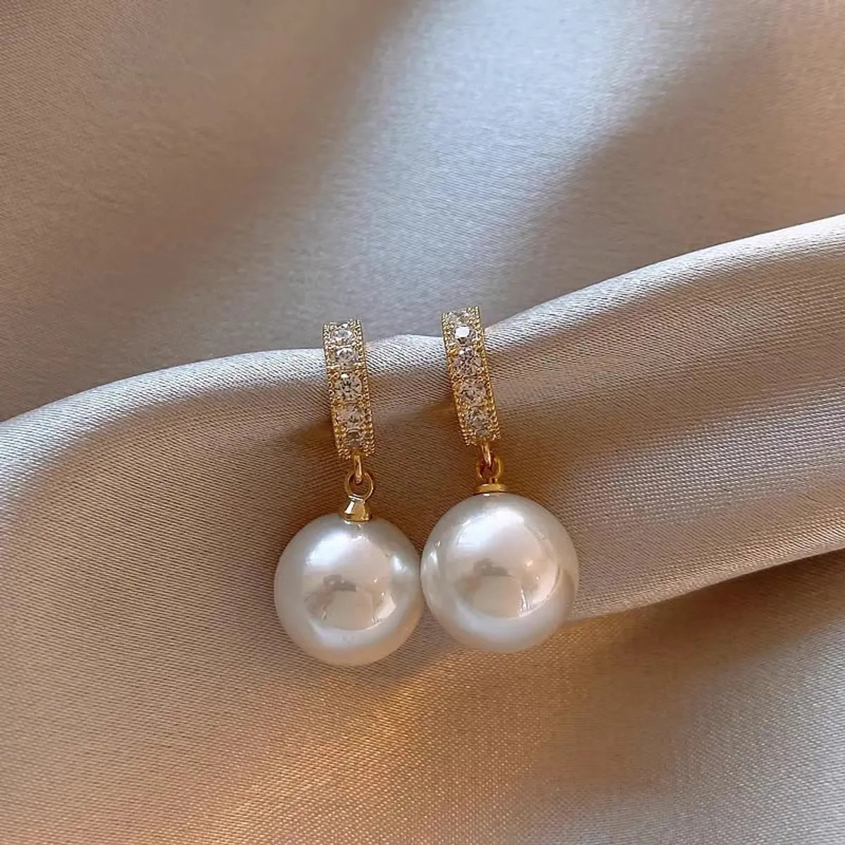 9# Silver Needle Gold Pearl Earrings