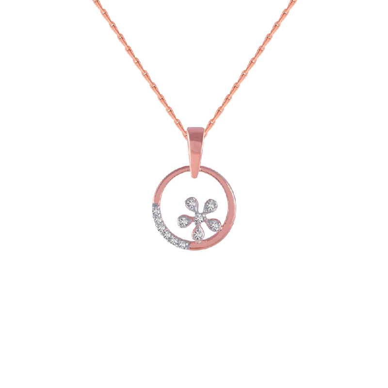 necklaces with sapphire blue -14KT (585) Rose Gold And Diamond Pendant For Women