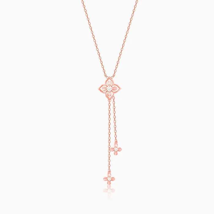 necklaces with gold plating -Rose Gold Artsy Floral Necklace