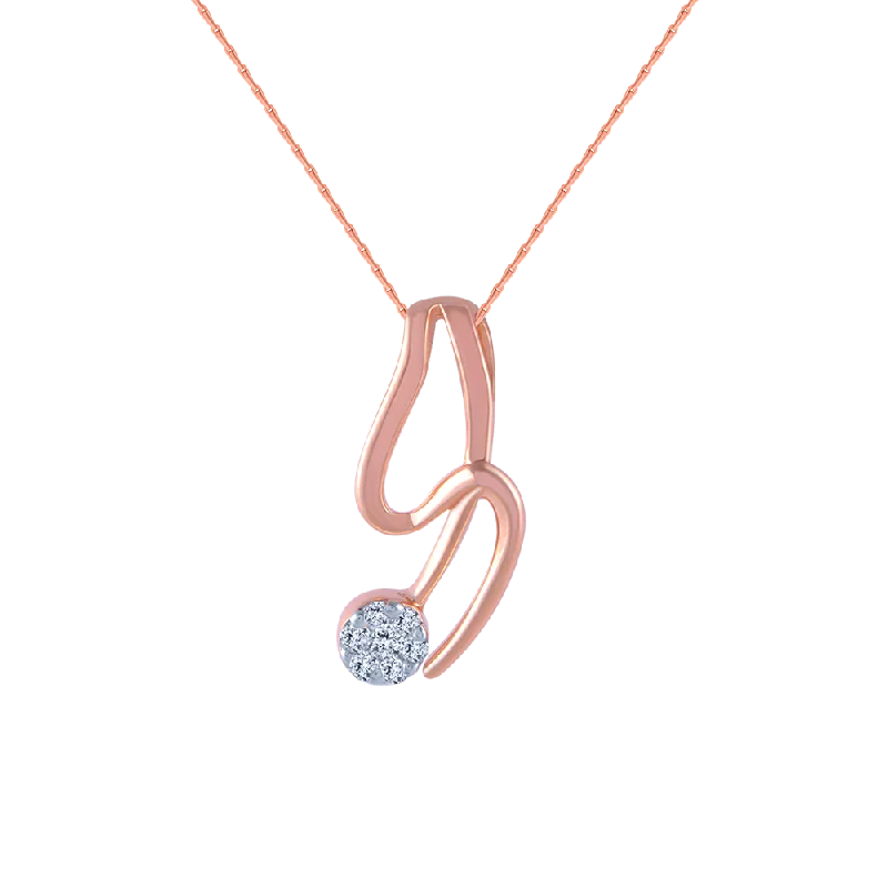 necklaces minimalist chic style -14k (585) Rose Gold And Diamond Pendant For Women