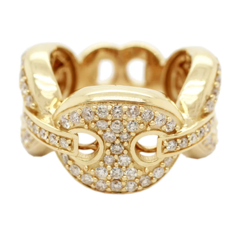 ladies engagement rings under 500 dollars -Vintage 1.20ctw Diamond Mariner Style Band Ring - 14k Yellow Gold | Size 5.50