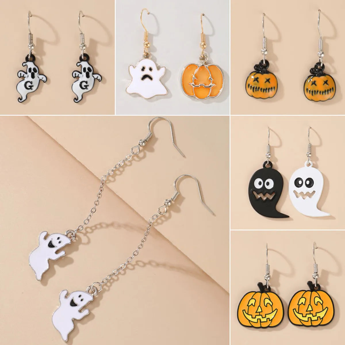 ladies earrings with moonstone shine -New Halloween Funny Pumpkin Ghosts Exaggerated Acrylic Earrings Wholesale