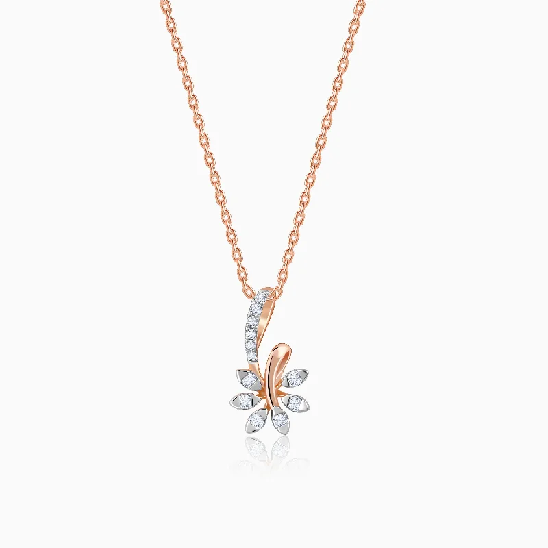 necklaces for everyday wear -Rose Gold Dewdrop Blossom Diamond Pendant