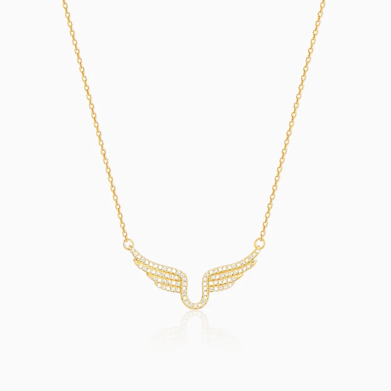 necklaces boho chic vibe -Golden Studded Fluttering Necklace