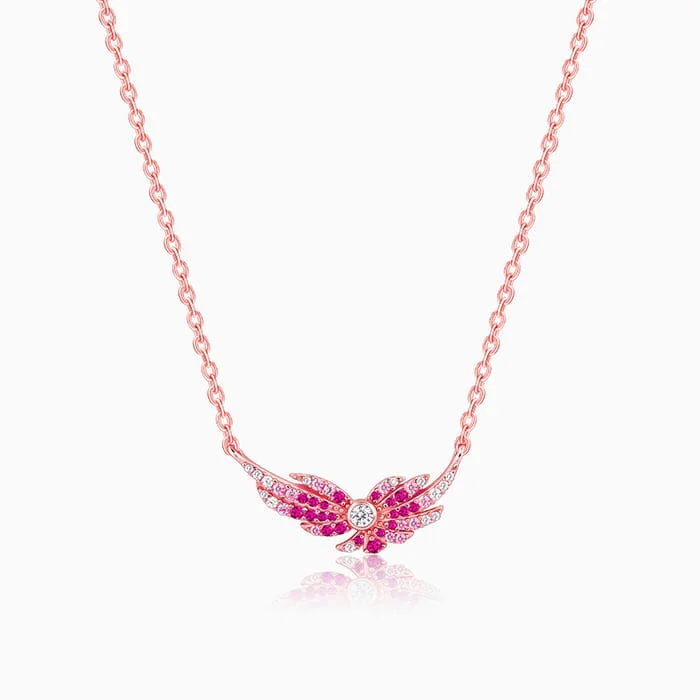 necklaces for stylish women -Rose Gold Fly In Pink Necklace