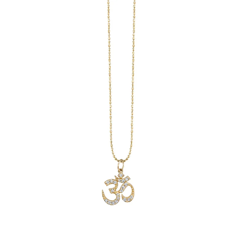 ladies engagement rings modern minimalist -Gold & Diamond Om Charm