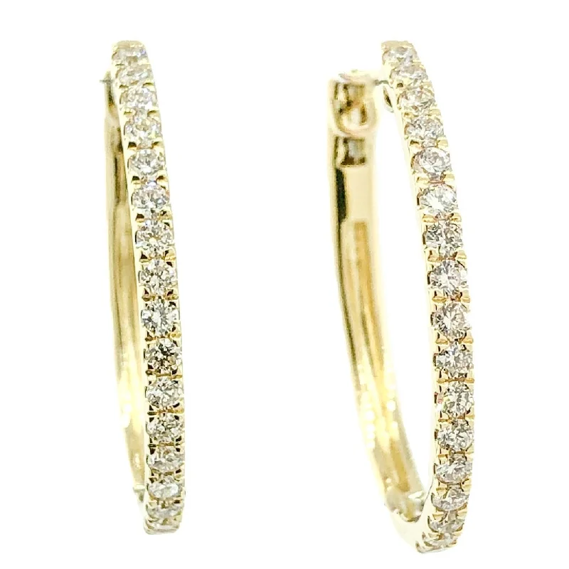 ladies engagement rings affordable price -14K Y Gold 0.50ctw SI1/H-I Diamond Oval Hoops