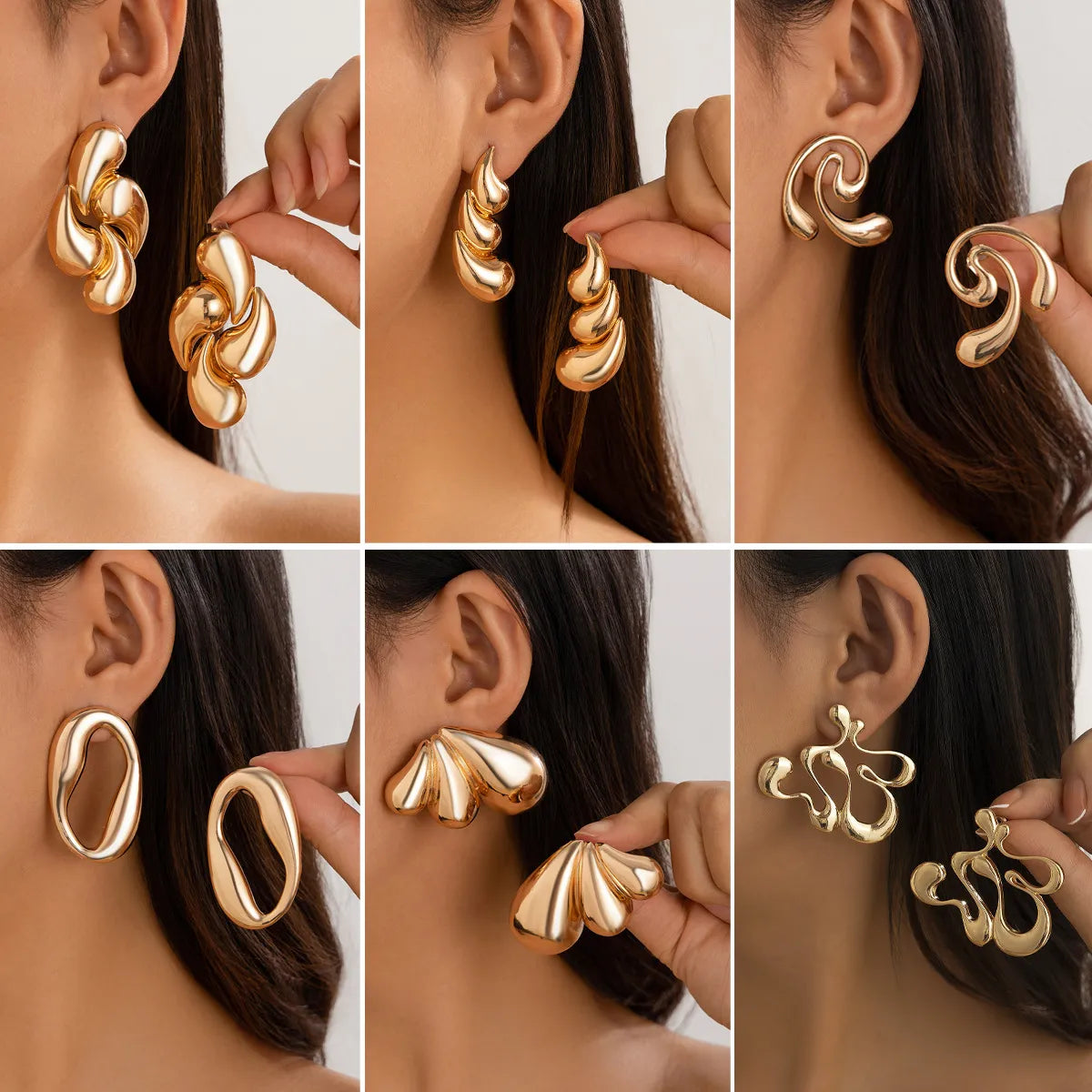 ladies earrings for beach wear -1 Pair Simple Style Classic Style Solid Color Irregular Plating Alloy Ear Studs