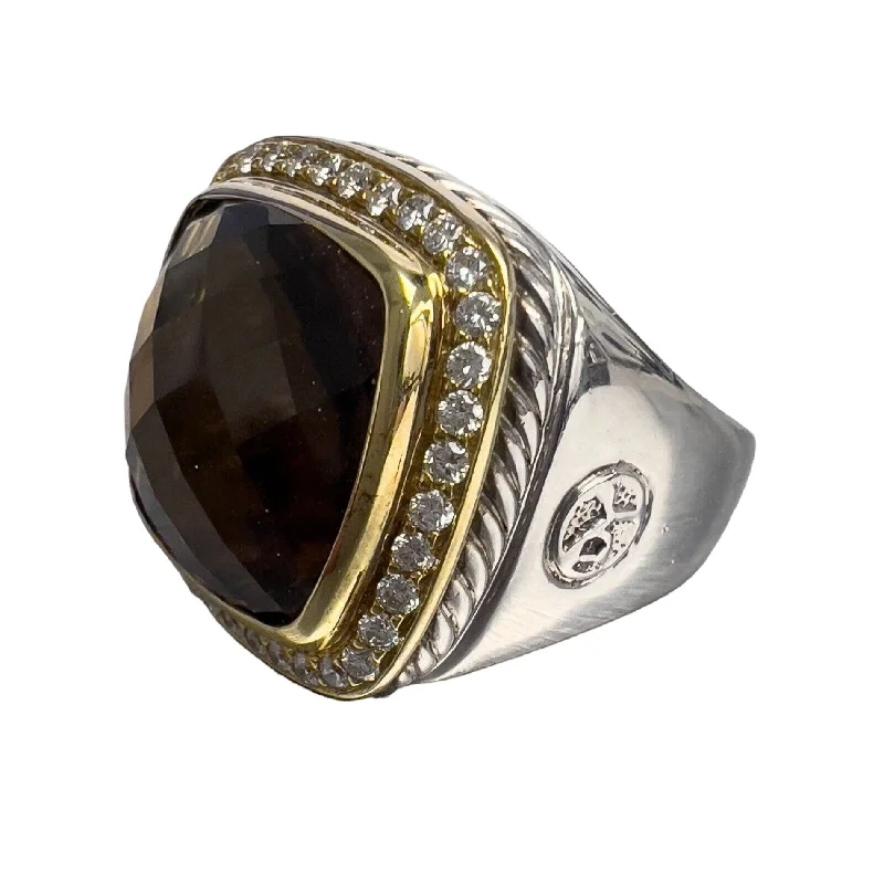 ladies engagement rings under 1000 dollars -David Yurman 925 Silver & 18k Gold Smoky Topaz Diamond Signature Albion Ring