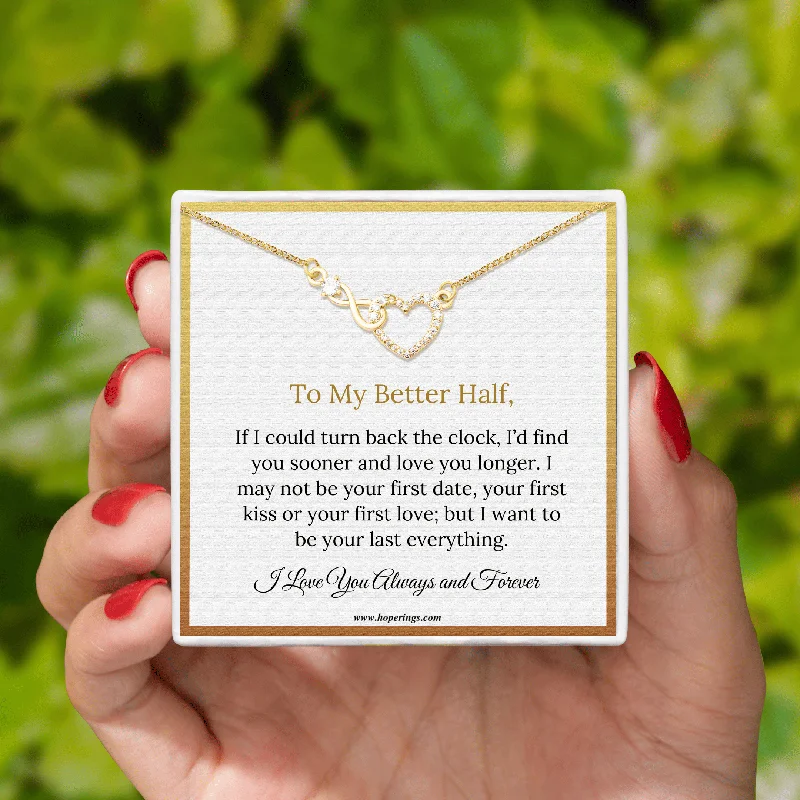 necklaces with aquamarine stone -To My Better Half - Forever Love Necklace