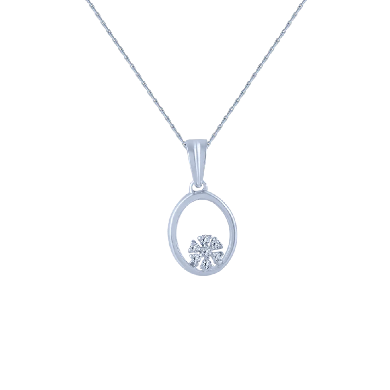 necklaces with green emerald -14k (585) White Gold And Diamond Pendant For Women