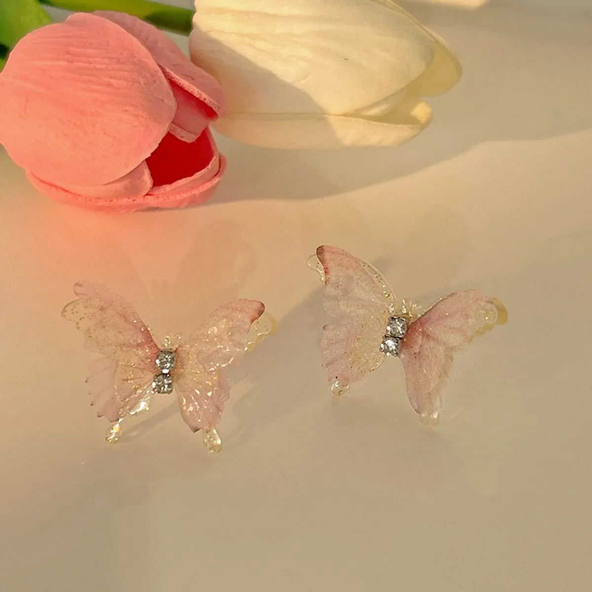 ladies earrings boho chic vibe -Fairy Style Sweet Butterfly Cloth Women's Ear Studs