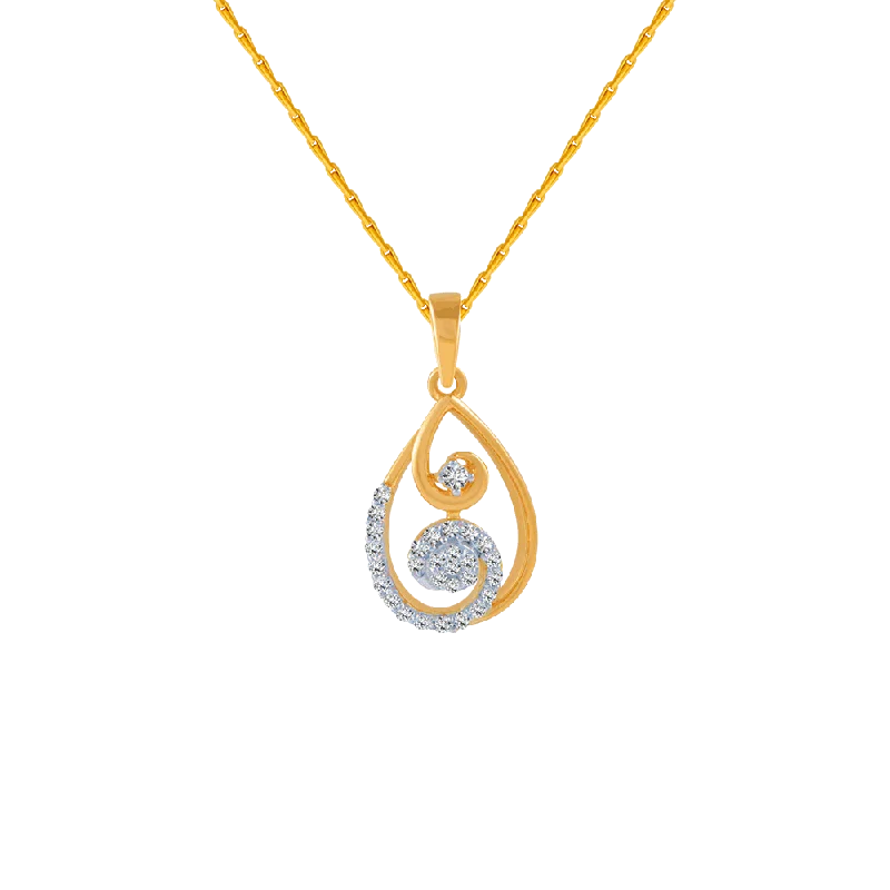 necklaces with blue sapphire -14KT (585) Yellow Gold And Diamond Pendant For Women