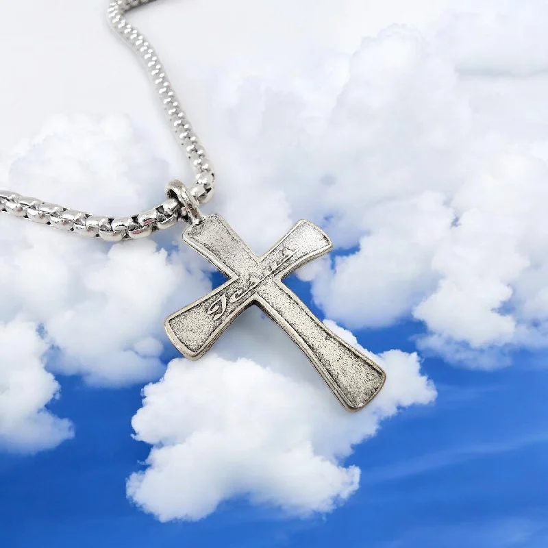 necklaces delicate thin chain -Cross Jesus Antique Silver Finish Heavy Chain Necklace