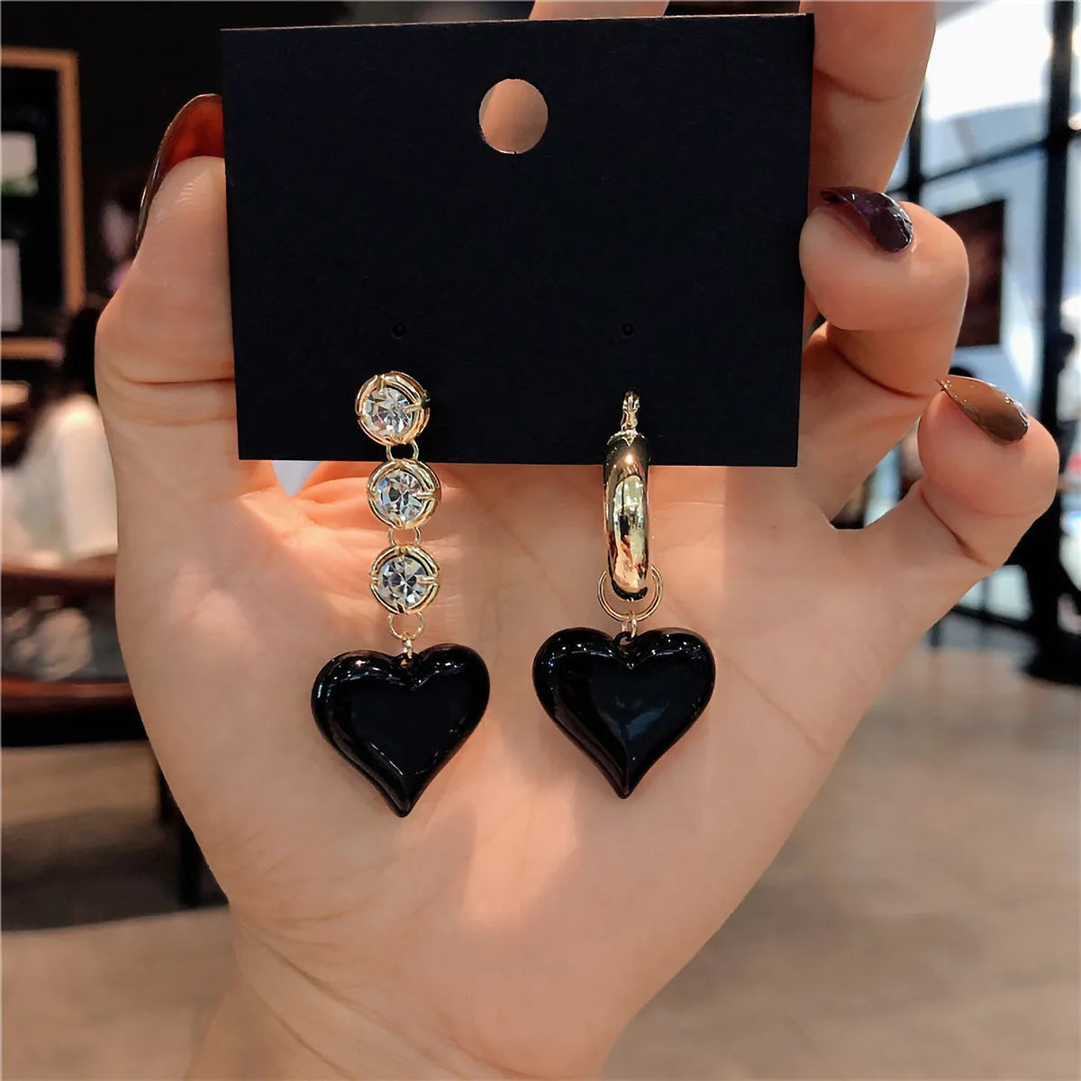 ladies earrings hypoallergenic metal -1 Pair Vintage Style Heart Shape Plating Inlay Copper Zircon Drop Earrings