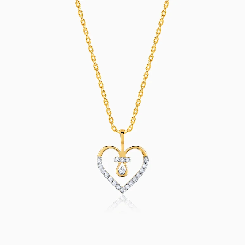 necklaces with black diamond -Gold Sparkheart Diamond Pendant