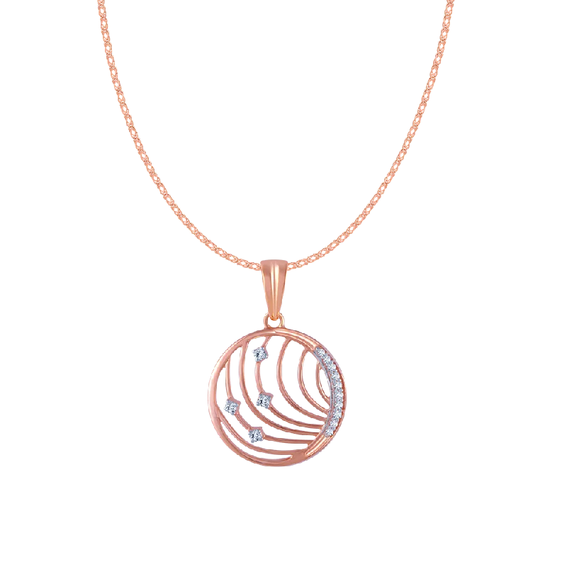 necklaces for bold fashion -14KT (585) Rose Gold And Diamond Pendant For Women