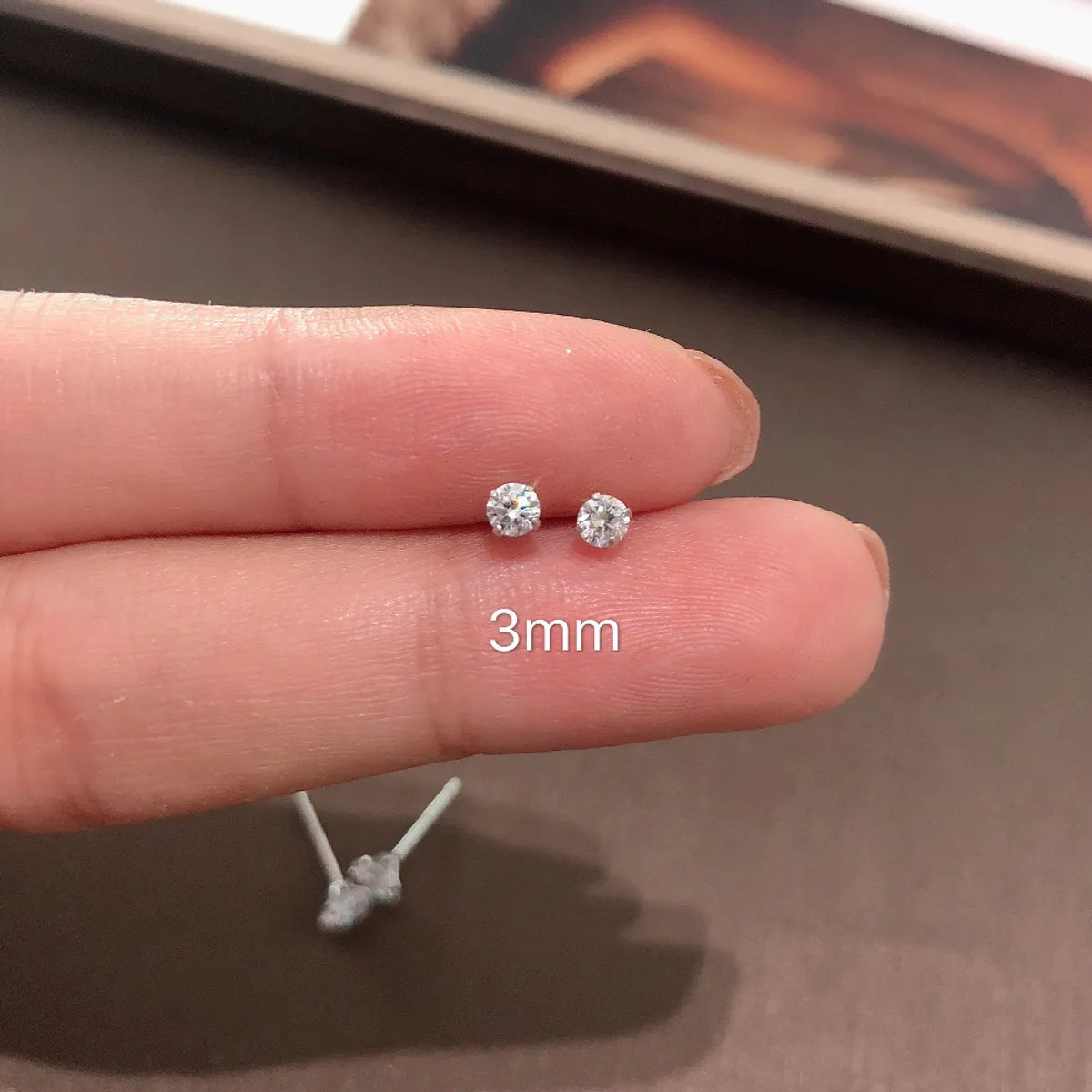 Zircon Ear Studs 4mm Pair