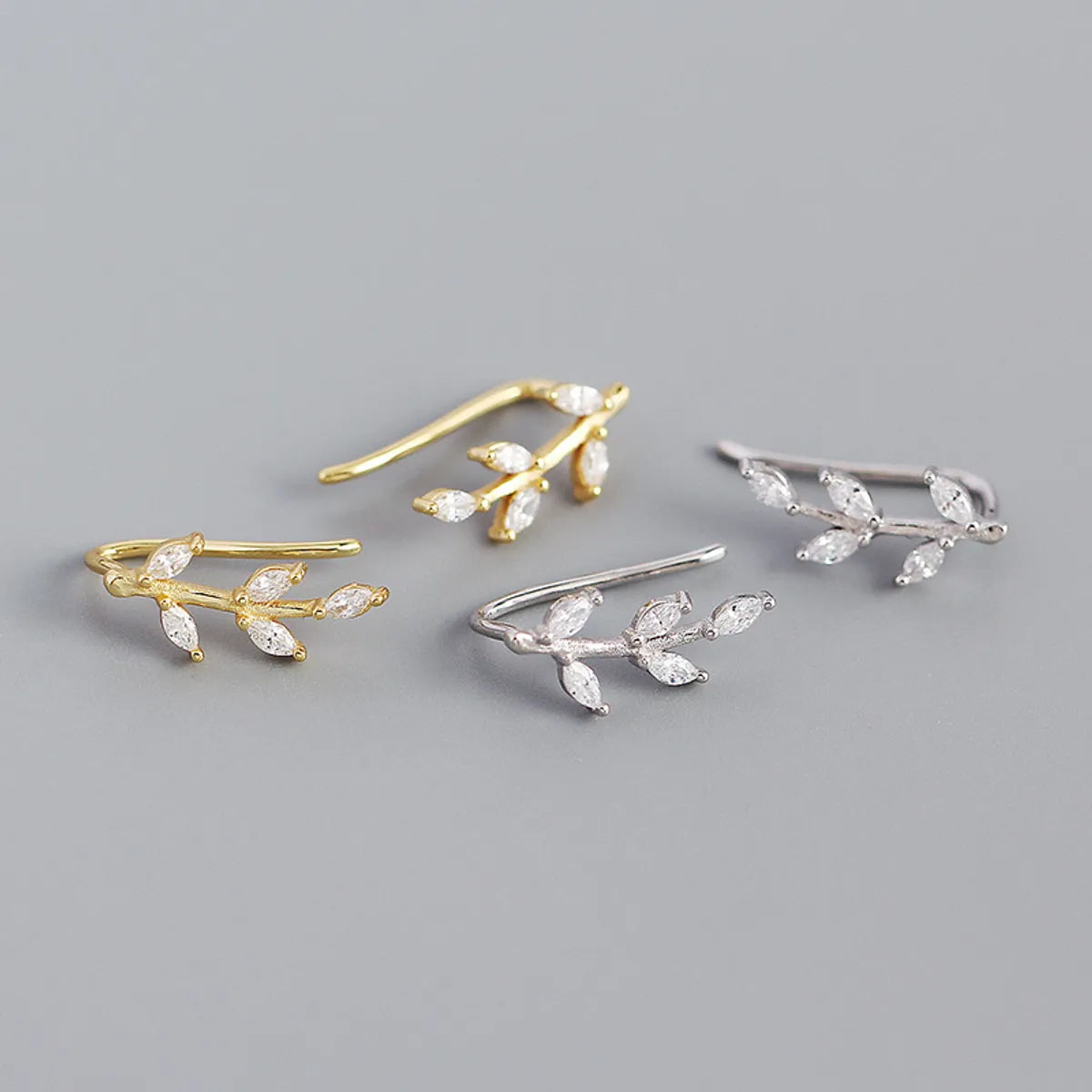 ladies earrings lightweight comfort -Fashion Leaf Plating Gem Earrings Ear Studs