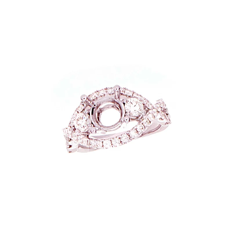 ladies engagement rings with milgrain edge -Diamond Semi Mount