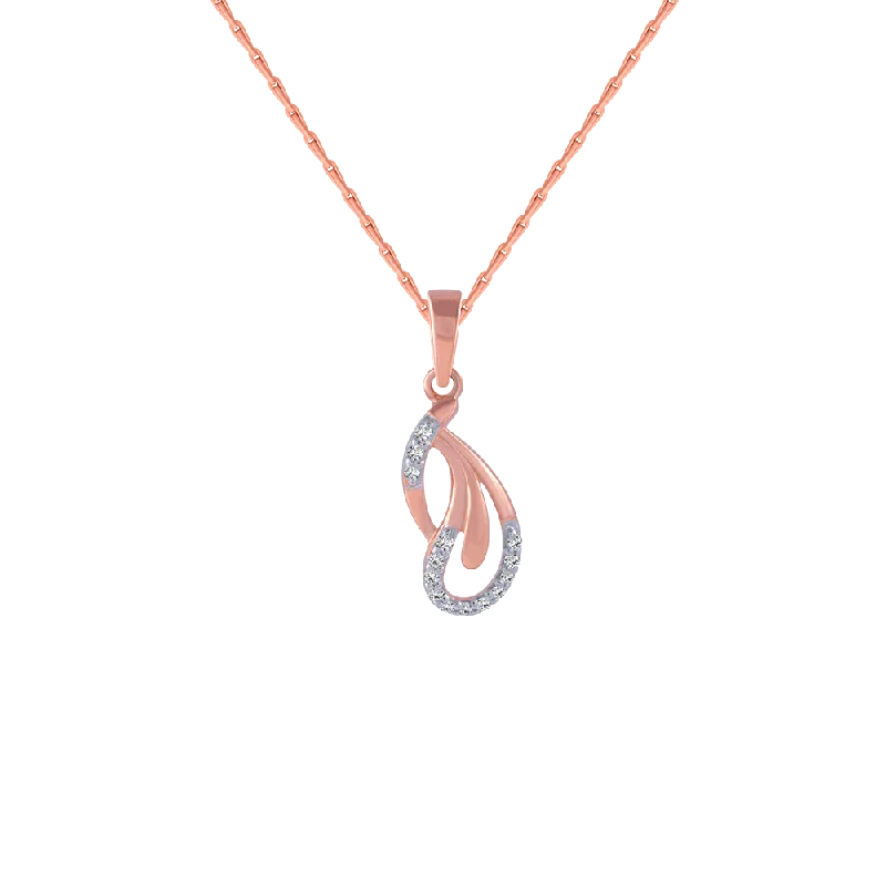 necklaces with emerald green -14KT (585) Rose Gold And Diamond Pendant For Women