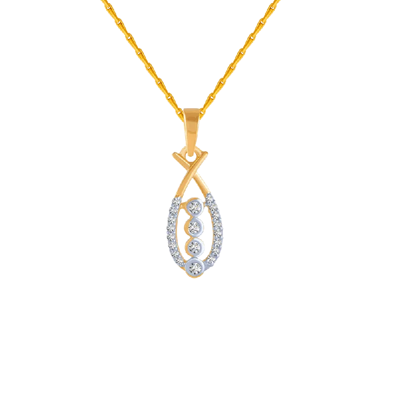 necklaces with star pendant -14KT (585) Yellow Gold And Diamond Pendant For Women