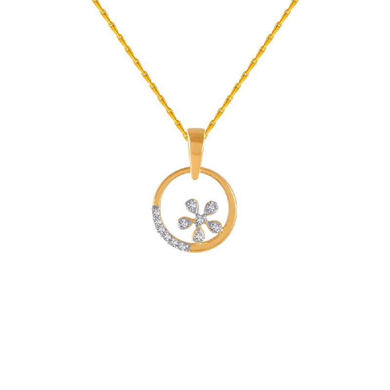 necklaces for office wear -14KT (585) Yellow Gold And Diamond Pendant For Women