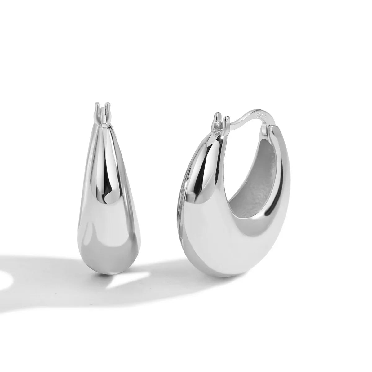 White Gold Color Arc Earrings