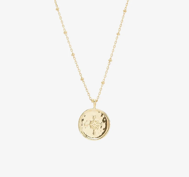 necklaces with green peridot -Compass Necklace | Gold