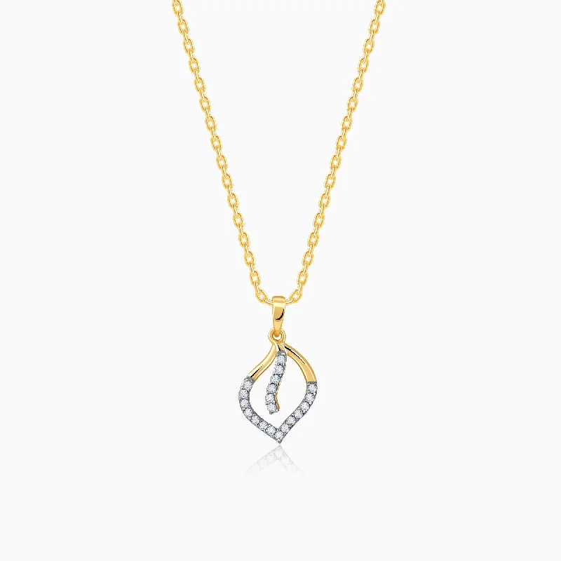 necklaces with heart charm -Gold Fidelity Diamond Pendant