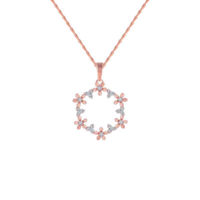 necklaces with zircon sparkle -14KT (585) Rose Gold And Diamond Pendant For Women