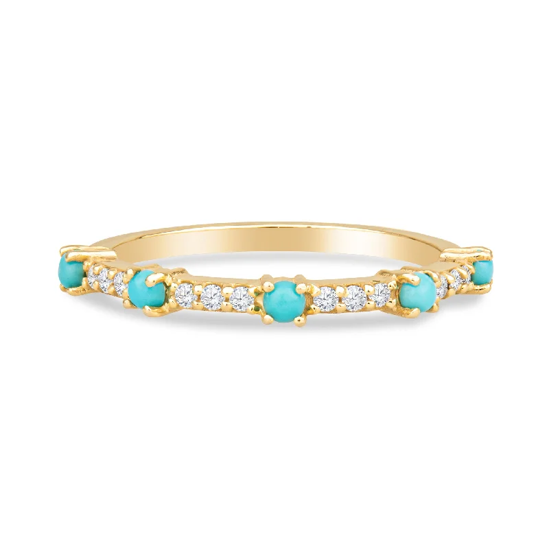 ladies engagement rings gold plated finish -Marilyn 14K Gold Turquoise Ring with White Diamonds