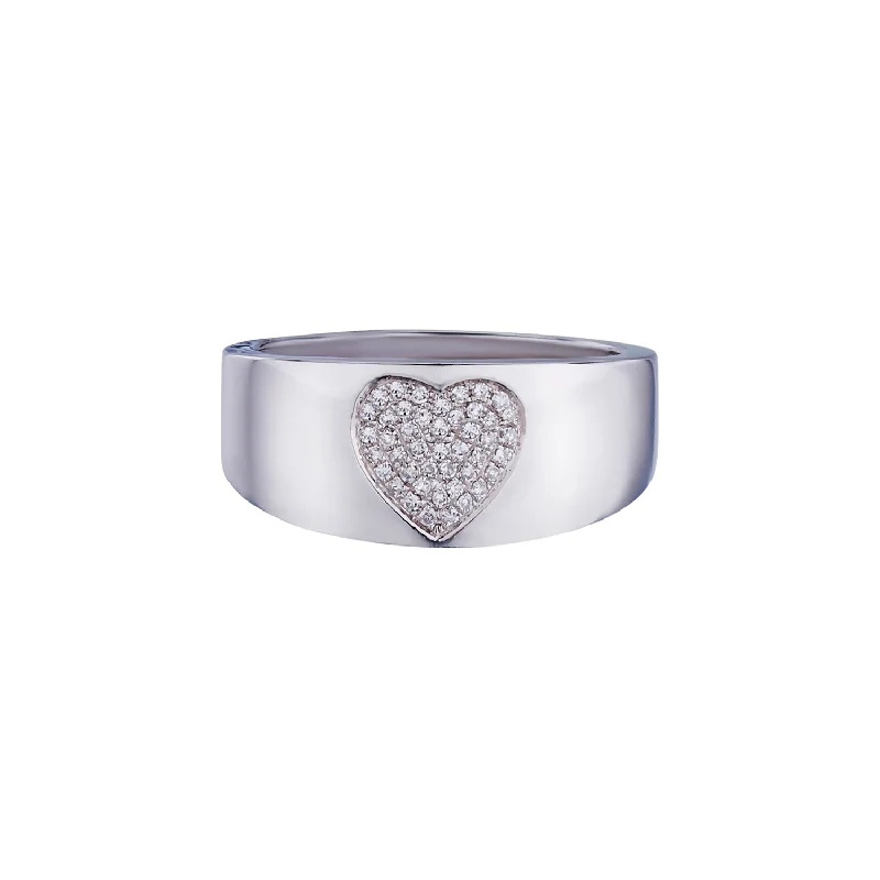 ladies engagement rings with filigree detail -PAVÉ DIAMOND HEART BAND