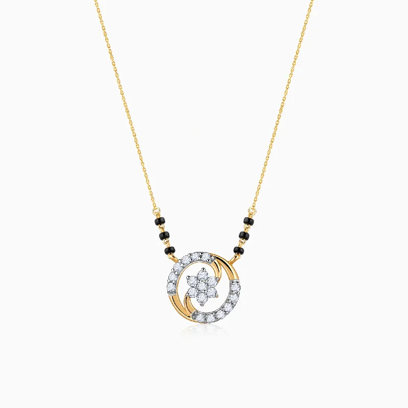 necklaces with sun pendant -Gold Sanya Diamond Mangalsutra