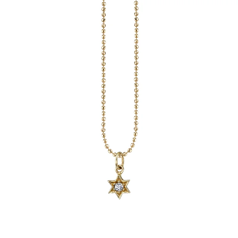 ladies engagement rings with moonstone -Gold & Diamond Star of David Charm