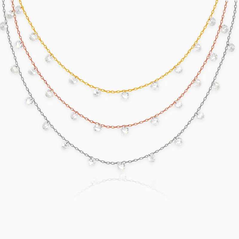 necklaces with arrow detail -Multi-Tone Triple Layered Queens Necklace