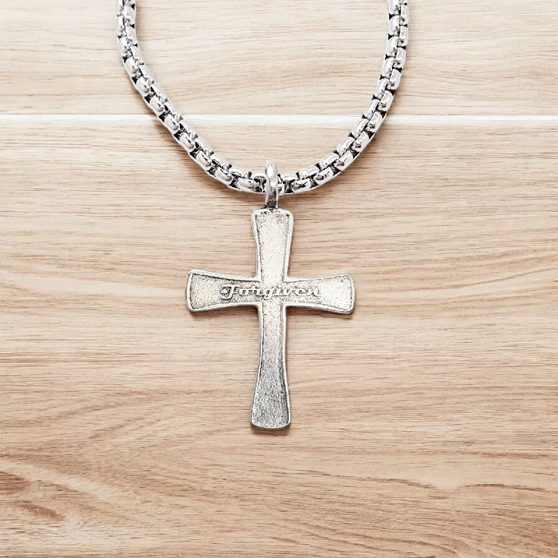 necklaces timeless beauty -Cross Forgiven Antique Silver Metal Finish Heavy Chain Necklace