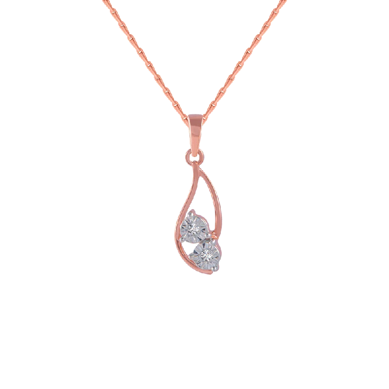 necklaces for teens trendy -14KT (585) Rose Gold And Diamond Pendant For Women