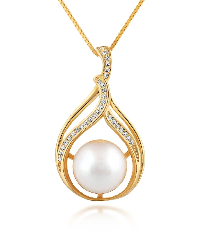 necklaces with pearl drop -Pearl Pendant Necklace Bella Gold Vermeil