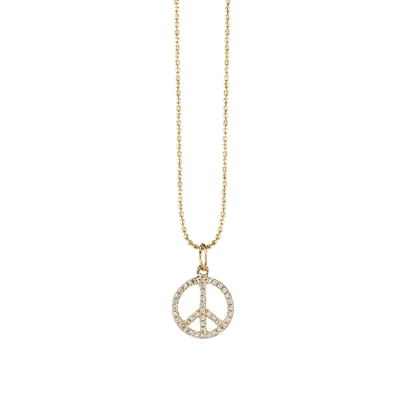 ladies engagement rings for everlasting love -Gold & Diamond Small Peace Sign Charm